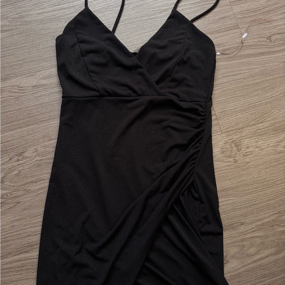Elegant Black Wrap Dress glitter